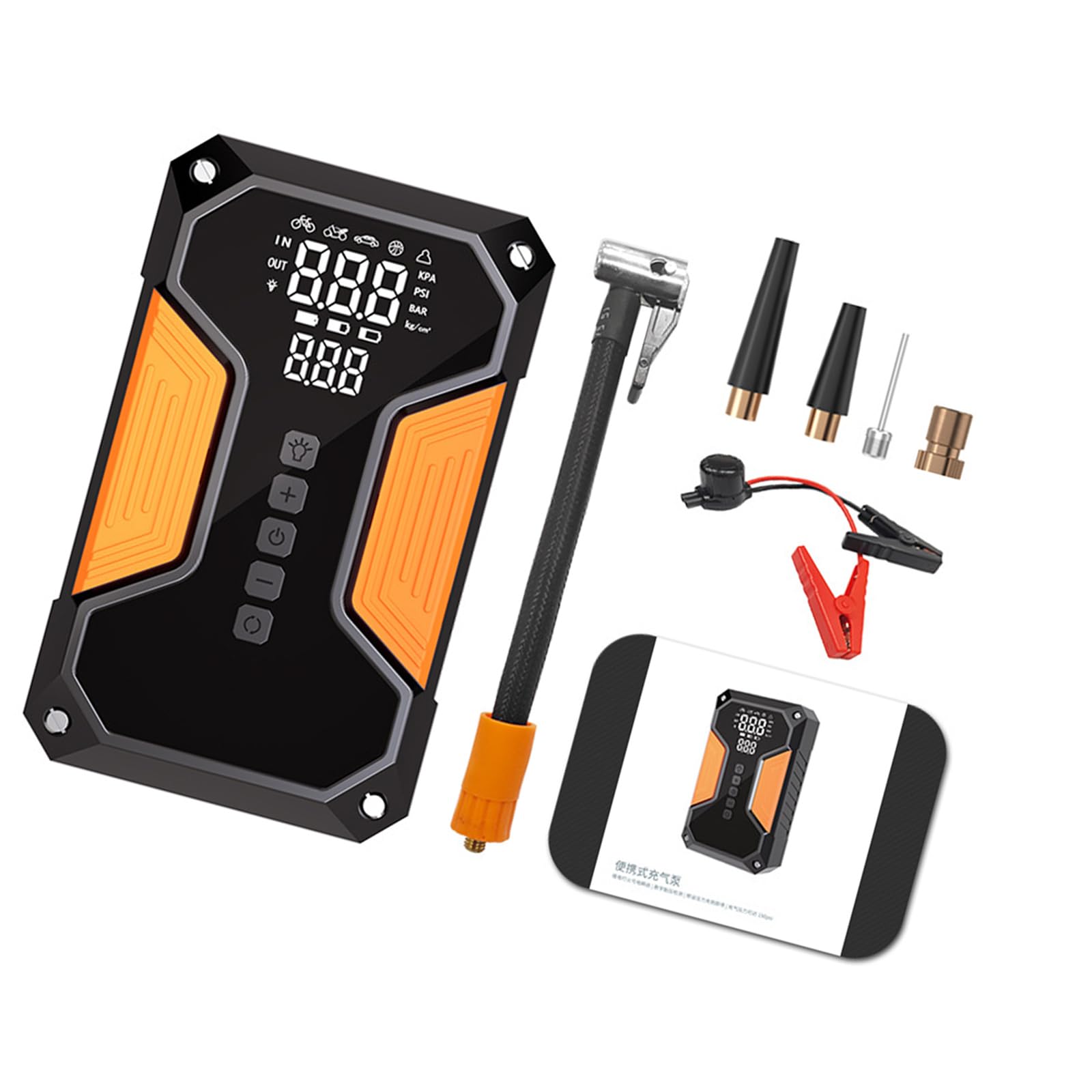 Monitor digital de presión de neumáticos, compresor de aire inalámbrico con batería, arrancador para auto y motocicleta, inflador de neumáticos de coche