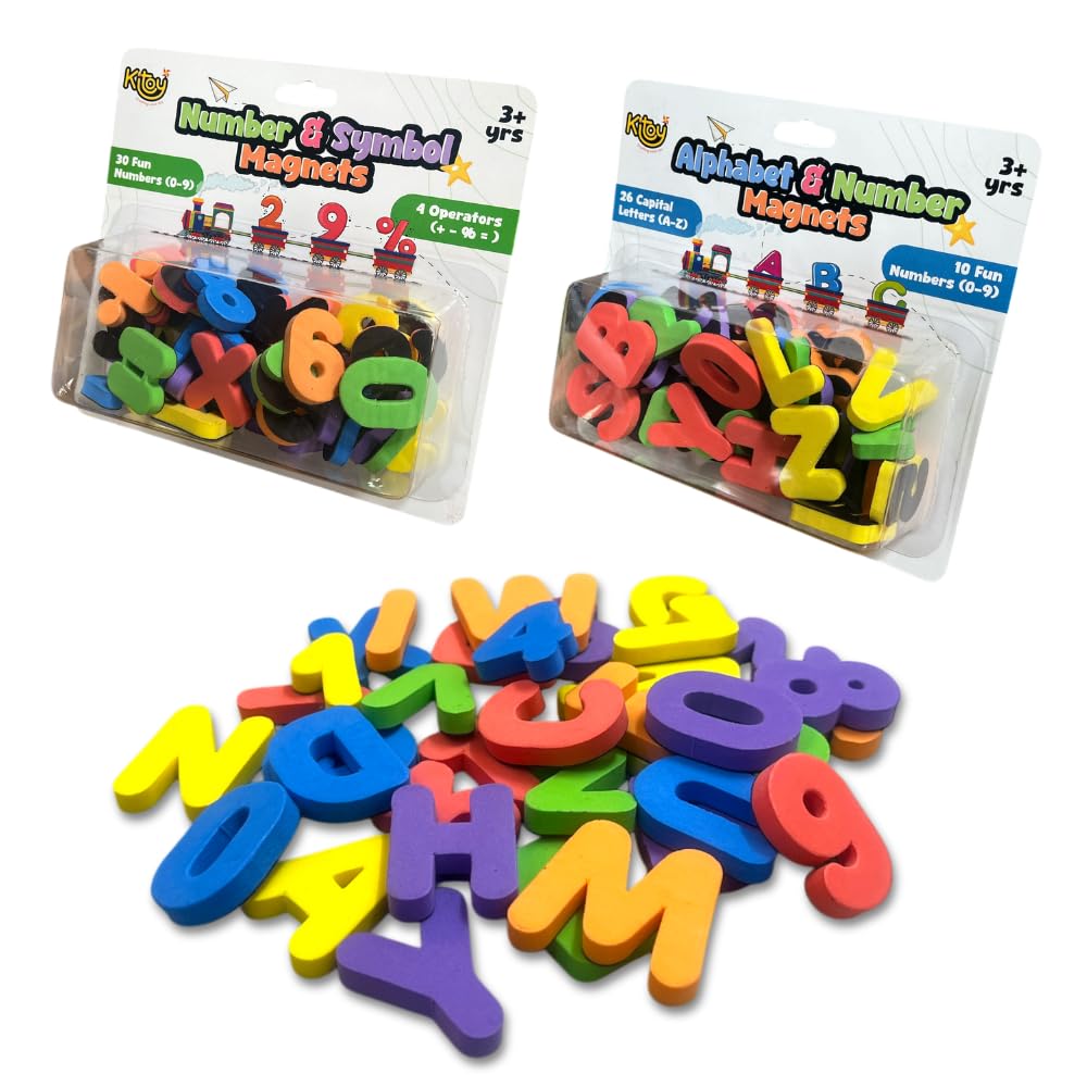 Alphabet and Number Magnets Combo | Total 71 Magnets | 26 Upper Case Letters Alphabest and 40 Number 5 Operators | Colorful ABC Educational Toy Set Preschool Learning Spelling & Counting-image-7
