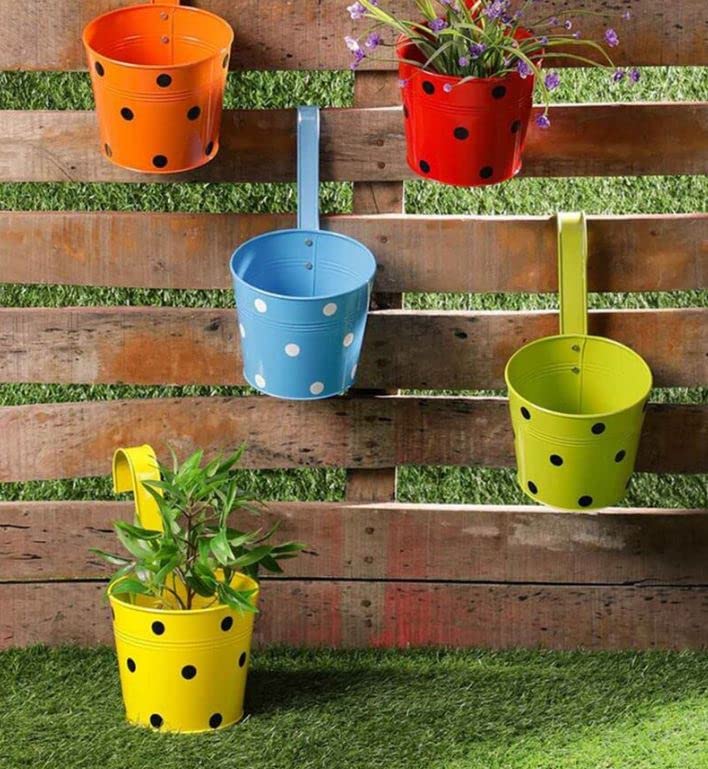 Ezzu Crafts Multicolour Galvanized Iron Polka Dot Round Railing Planter, Set of 5 (B0B51JTVK5) Amazon Price History, Amazon Price Tracker