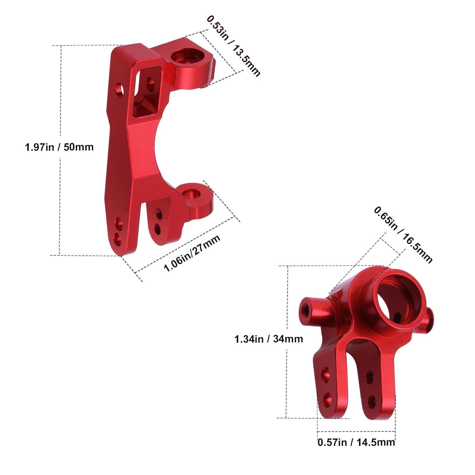 Hobbypark Aluminum Caster Blocks (c-hubs) & Steering Blocks For 1/10 Traxxas Slash 4x4,Upgrade Replacement Of 6832 6837 Hop Ups (Red - View #6