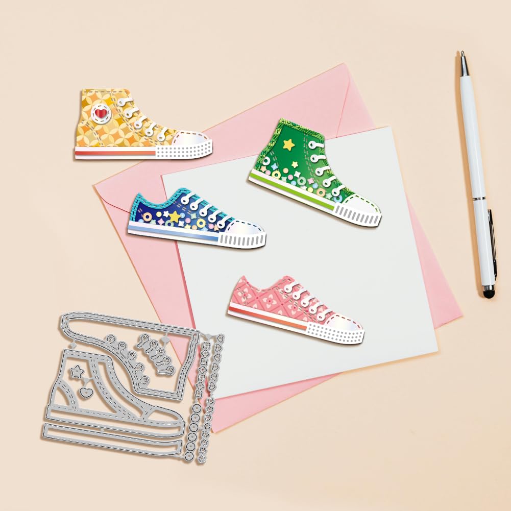 GLOBLELAND Sports Shoes Shake Cutting Dies for DIY Scrapbooking Metal Sneakers Shake Decor Cut Dies Shoes Die Cuts for Card Making Embossing Photo Album Craft Decor - Image 4
