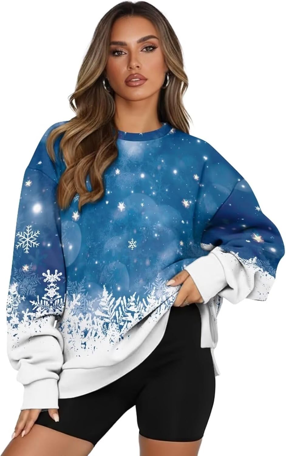 Showudesigns Womens Sweatshirt Long Sleeve Pullover Hoodie Crewneck Sweater Tops Fall Clothes with Pocket S-2XL