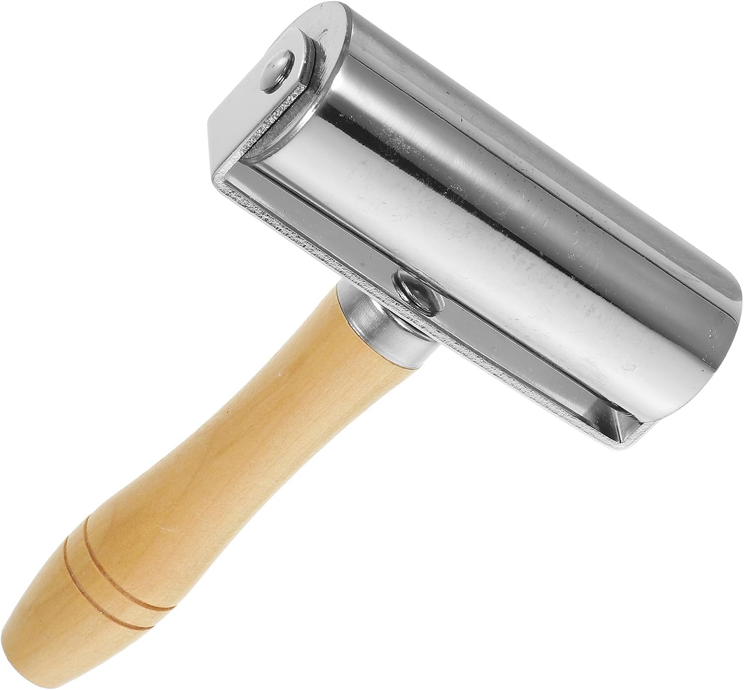 Pizza Rolling Pin with 100mm White Nylon Roller and Natural Wood Handle, 902g Dough Roller for Pastry, Cookie, and Pizza Baking, Convenient Kitchen Baking Tool for Home Use