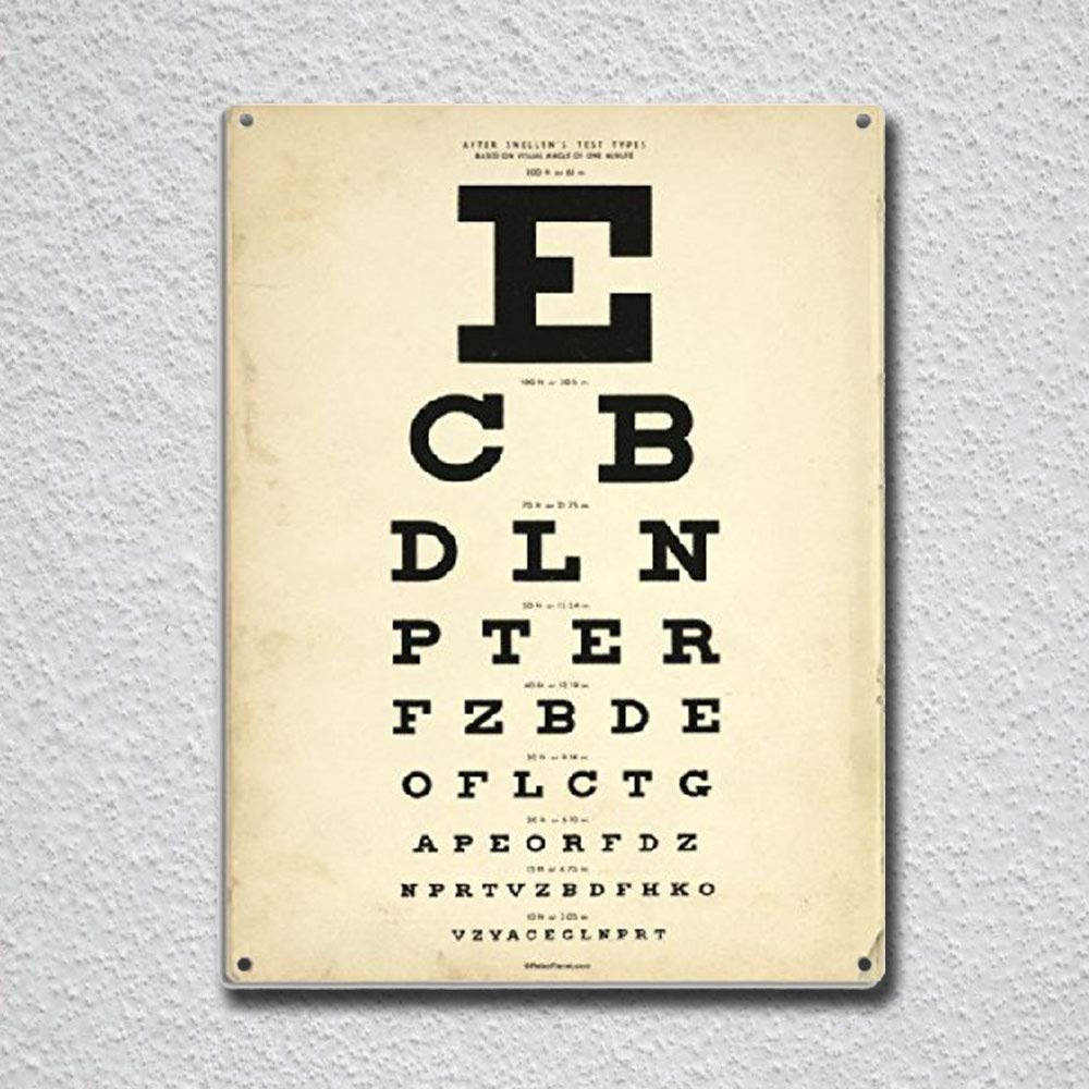 Yelacecca Eye Chart Tin Sign Metal Sign Tin Sign 7.8X11.8 Inch