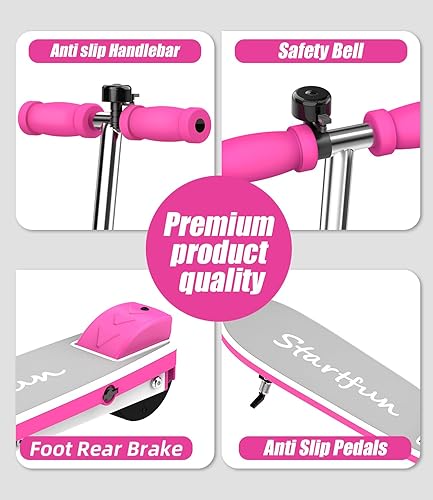 Miniatura 8 de Patinete eléctrico para niños a partir de 4 años con rueda intermitente sólida, motor de 100 W de hasta 5 millas por hora y 5 millas, scooter