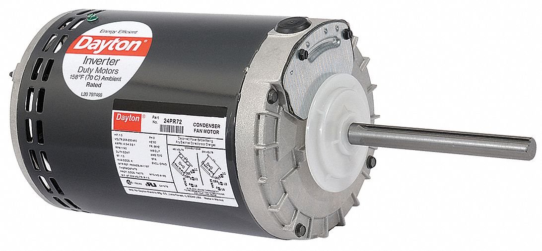 Dayton 1-1/2 HP Condenser Fan Motor,3-Phase,1140 Nameplate