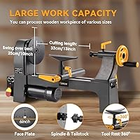 Vista 5 de Hoteche Torno de madera de sobremesa de 3 amperios, 10 pulgadas x 13 pulgadas, velocidad variable, mini herramienta de torneado de madera