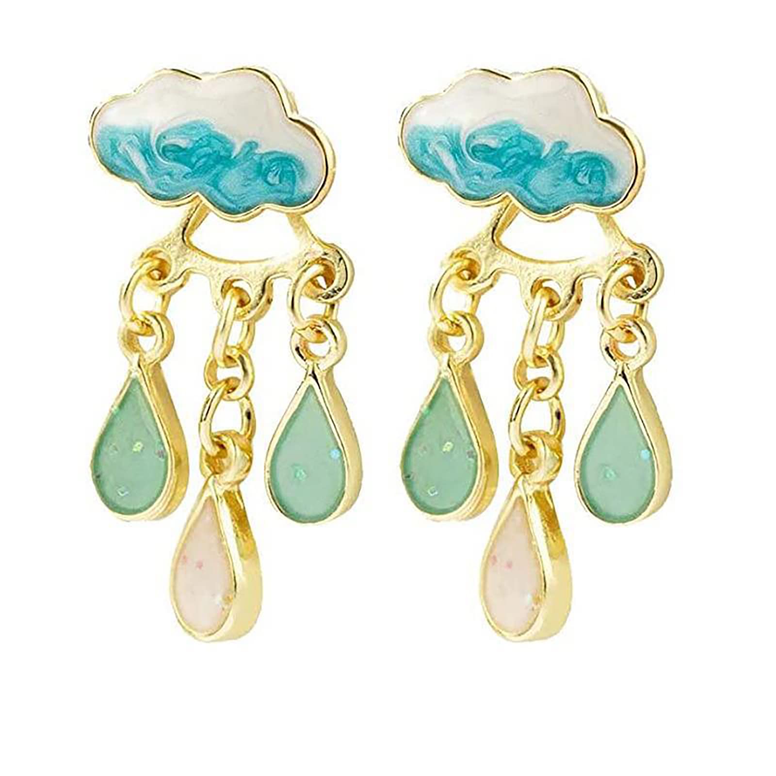 Stang Women's Cloud S925 Silver Needle Drop Oil Raindrop Tassel Earrings Earrings Light Luxury Temperament Exquisite Jewelry Gift