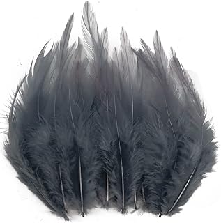 Silver Gray Feathers for Crafts, 5-7Inch Rooster Saddle Hackle Crafting Feather for Dream Catcher Supplies Wedding Home Party Decoration Earrings DIY Craft