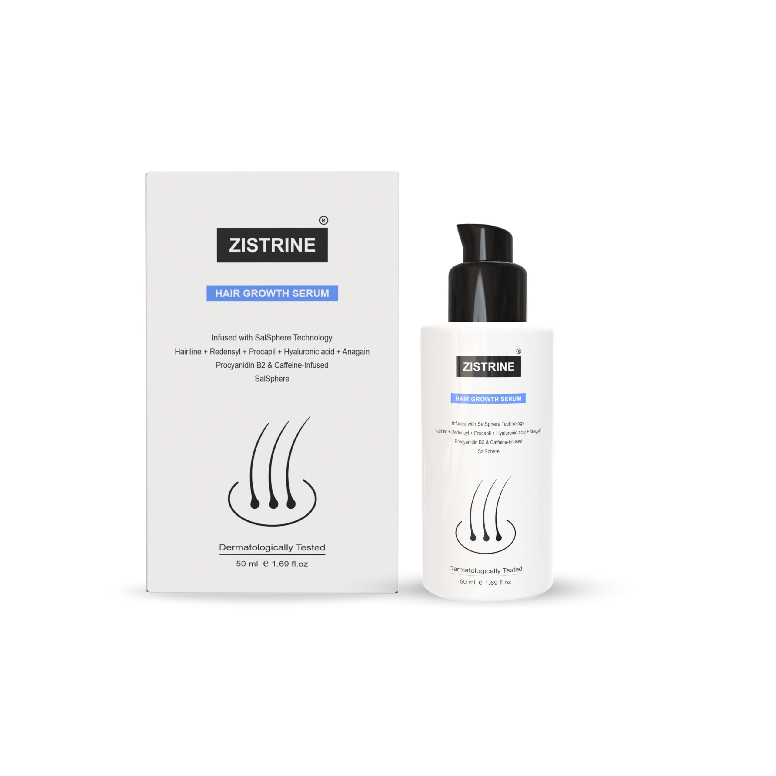 Zistrine Hair Growth Serum Salsphere Technology - 3% Redensyl, 3% Procapil, 3% Salsphere NHGP, 4% Anagain, 1% Hairiline - Significant Reduce Hair Fall & Stimulate Hair Growth | 50ml-image-48
