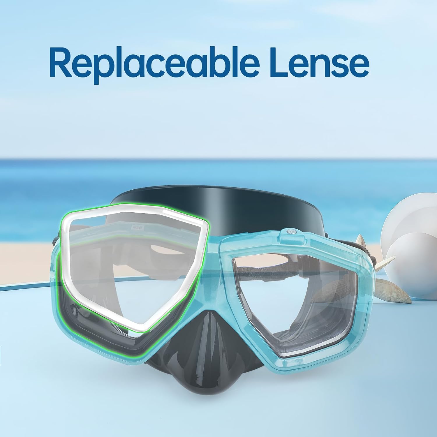 Replaceable Nearsighted Transparent Lens for Snorkeling Gear, Snorkel Mask Nearsighted for Scuba Diving, Snorkeling, Freediving