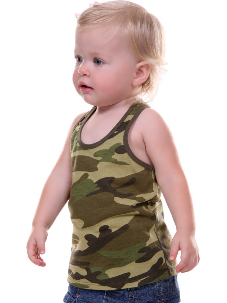 Kavio! Unisex Infants Camouflage Racer Back Tank Camo Army Green 6M