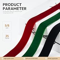Vista 2 de Cinta de terciopelo de 5/8 pulgadas de ancho, 25 yardas, cinta de terciopelo negro en carrete para manualidades, envoltura de regalos, bricolaje