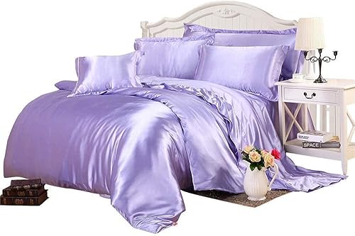 Miniatura 10 de Impression Bedding Juego de sábanas de satén sedoso 100% puro, 5 piezas, sábana bajera de seda color chocolate sólido tamaño King, bolsillo profundo