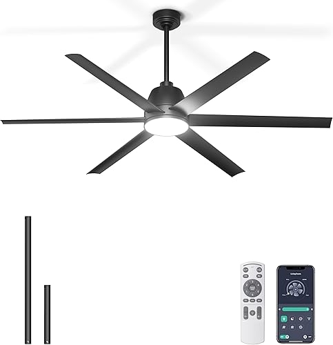 Miniatura 11 de Ventiladores de techo industriales de 96" con luces, ventilador de techo grande con control remoto/APP, ventiladores de techo para exteriores con 8