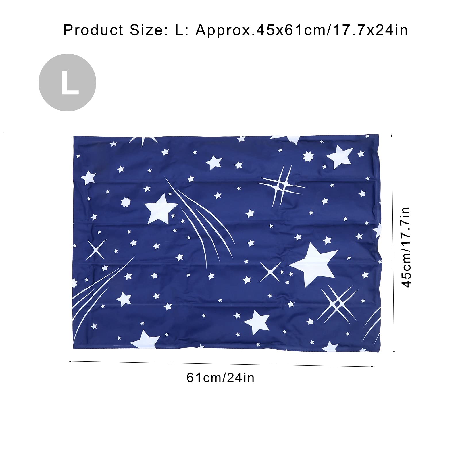 Dog Ice Pad Cartoon Pet Ice Gel miękka podkładka letnia mata chłodząca do budy Sofa rozkładana podłoga (Pełna Gwiazd L/45 * 61cm)