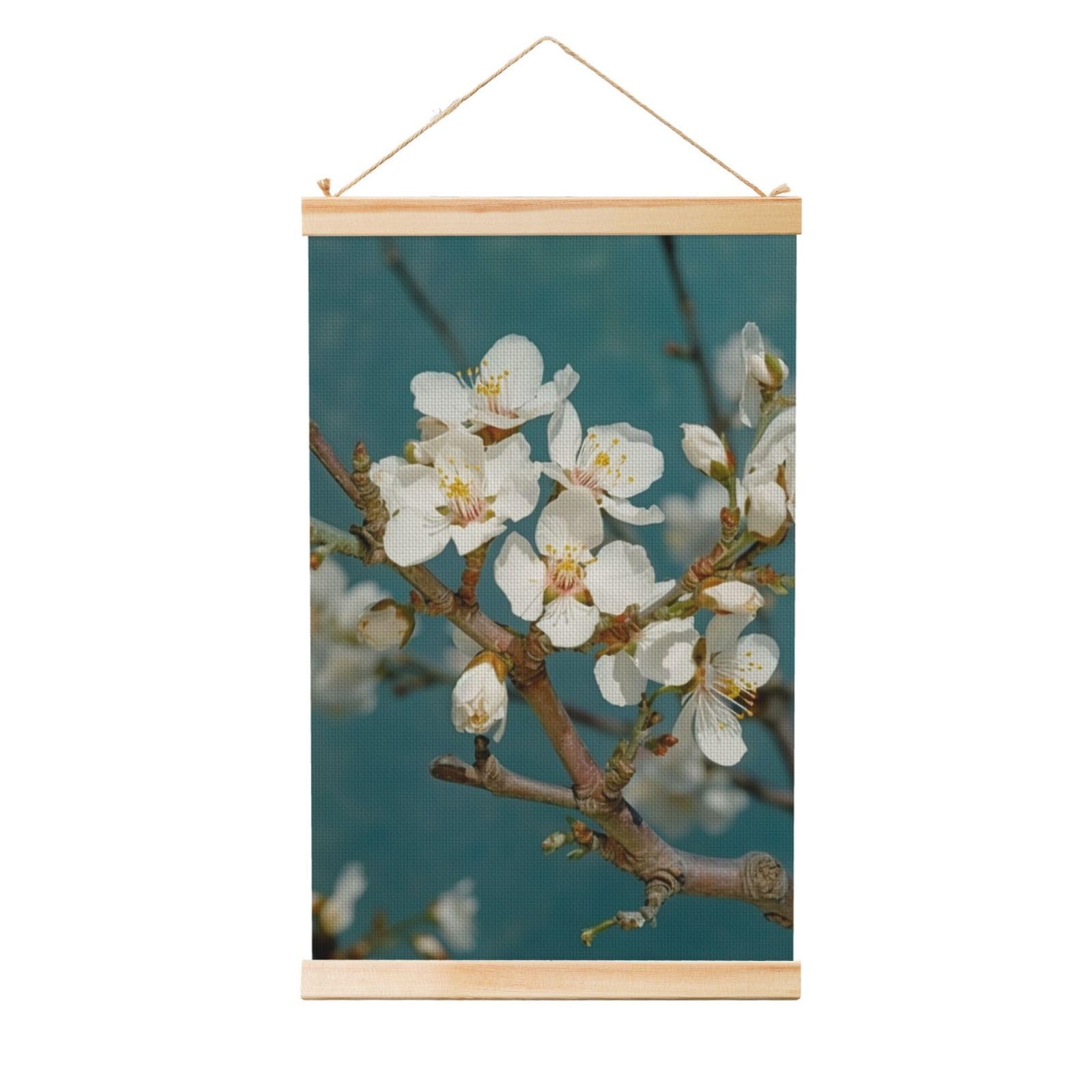 Almond Blossom Posters Wooden Shaft Hanging Poster Canvas Prints Scroll Wall Art Painting Vintage Wall Banner Modern Artwork Decor for Home Decor Ready to Hang 20"x30"