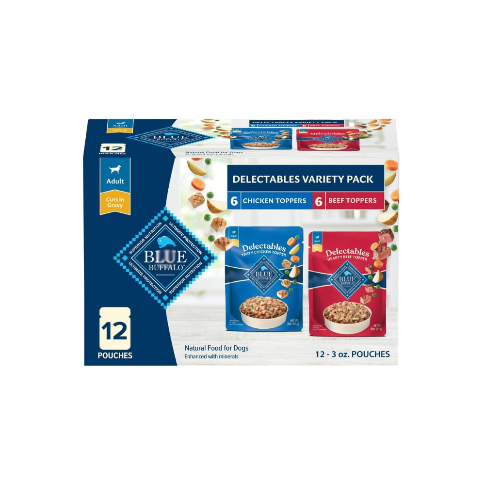 Delectables Natural Wet Dog Food Variety Pack, Chicken & Beef - Natural Dog Food is Made with No Chicken by-Product Meals and No Corn, Wheat, Or Soy