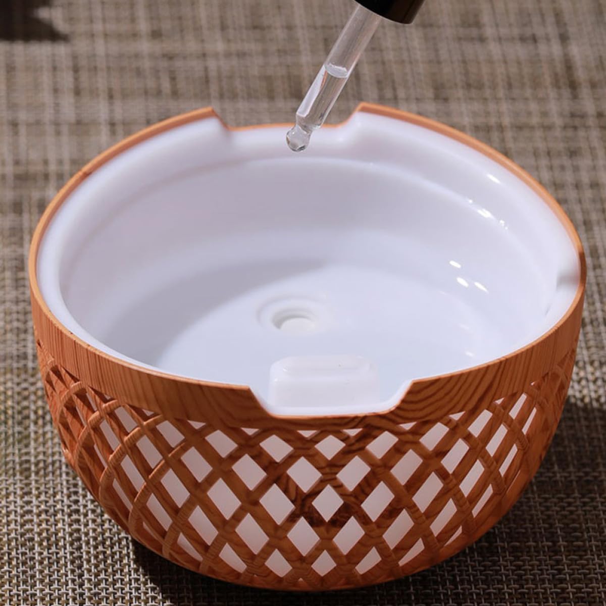 Difusor de Inalámbrico Humidificador de Escritorio Diseño de Madera Calada 320ml para Aromaterapia y Sencilla