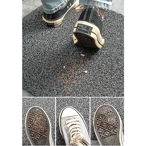 Felpudo atrapa suciedad gris para evitar suelos sucios, alfombra con respaldo de goma 3