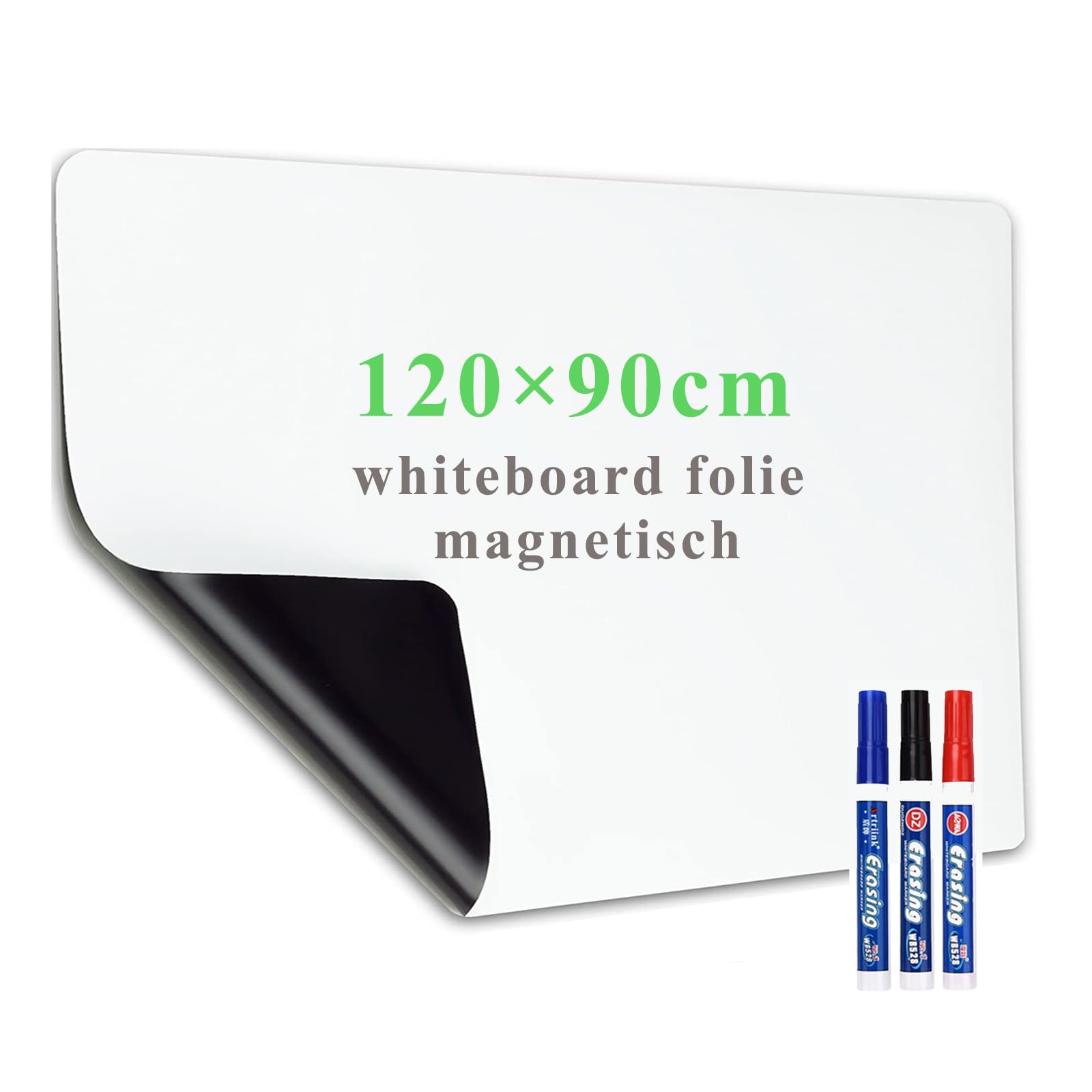 Lyzzxi Whiteboard Folie, 90 * 120cm Magnetisch Selbstklebend Weißwandtafel Folie, Whiteboard Sticker DIY, Inklusive Marker und Schwamm, Wandfolie für glatten Oberflächen in Schule Büro