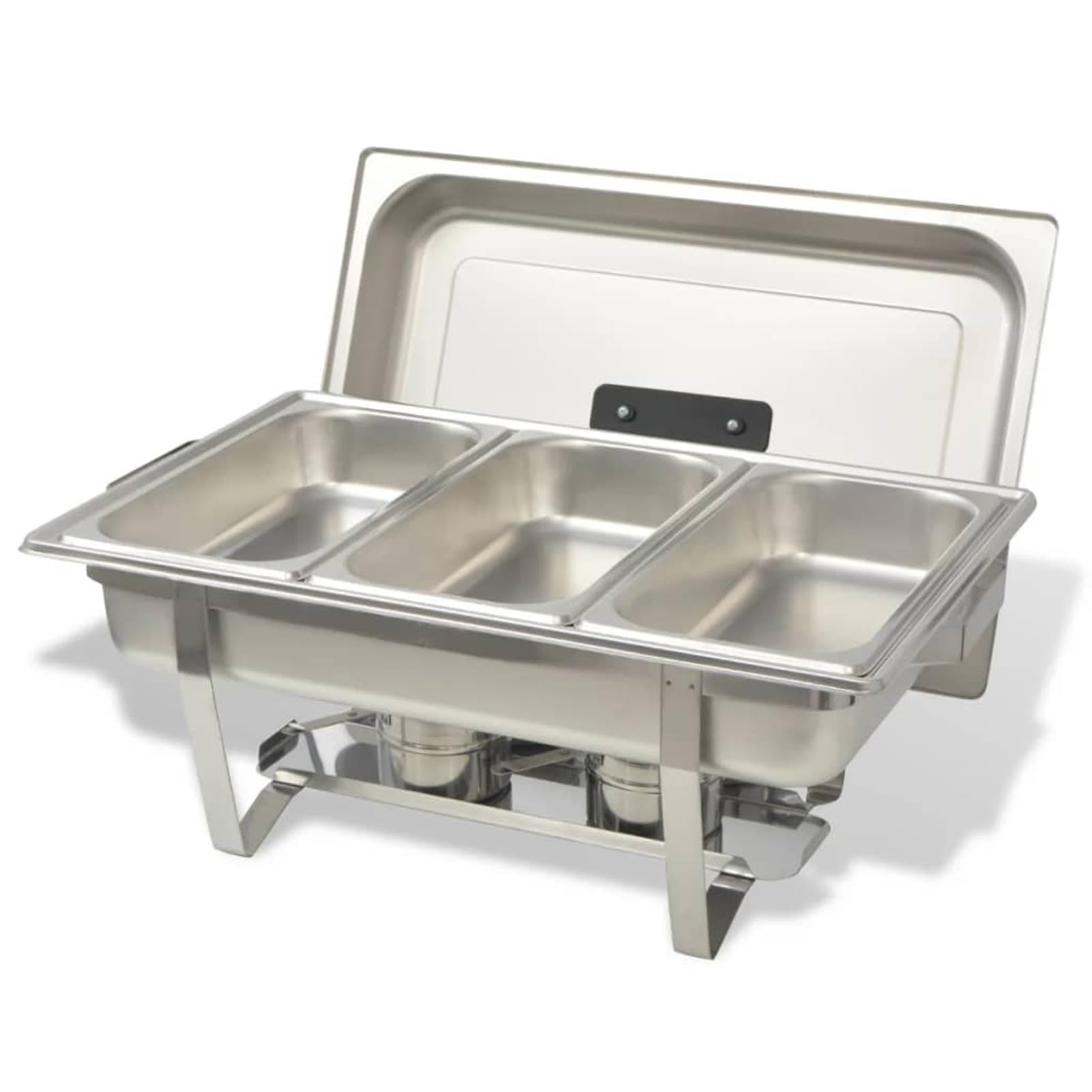 Juego de 3 bandejas calientaplatos de acero inoxidable-Chafing Dish Buffet Calientaplatos de Acero Inoxidable Recipiente Bandeja de Calefacción Ollas de Calefacción para Servir para Buffet de Ca