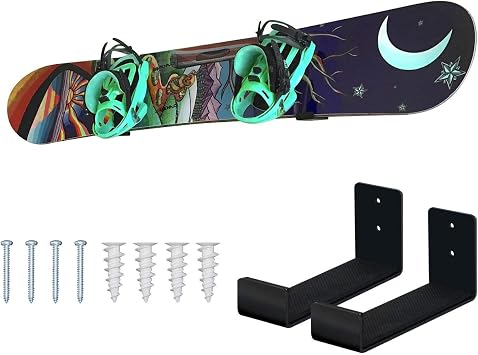 Mind and Action Solid Aluminum Snowboard Rack,Ski Wall Mount Display,Home and Garage Snowboard Storage