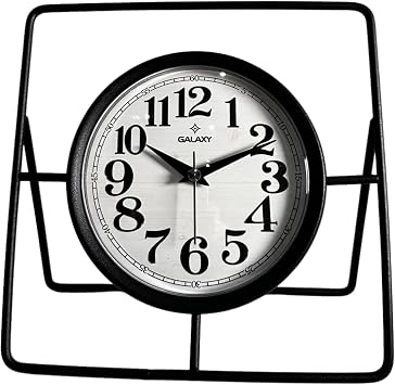 MUYIKA Black Metal Desk Clock Silent Non-Ticking Quartz Table Clock with Decorative Modern Design Decorative Shelf Clock for Home & Office