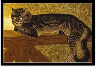 FYEONCVS Canvas Posters and Prints Wall Art Pictures Summer Cat On A Balustrade By Théophile Steinlen Bathroom and Toilet Powder Room Wall Decor 8x12inch