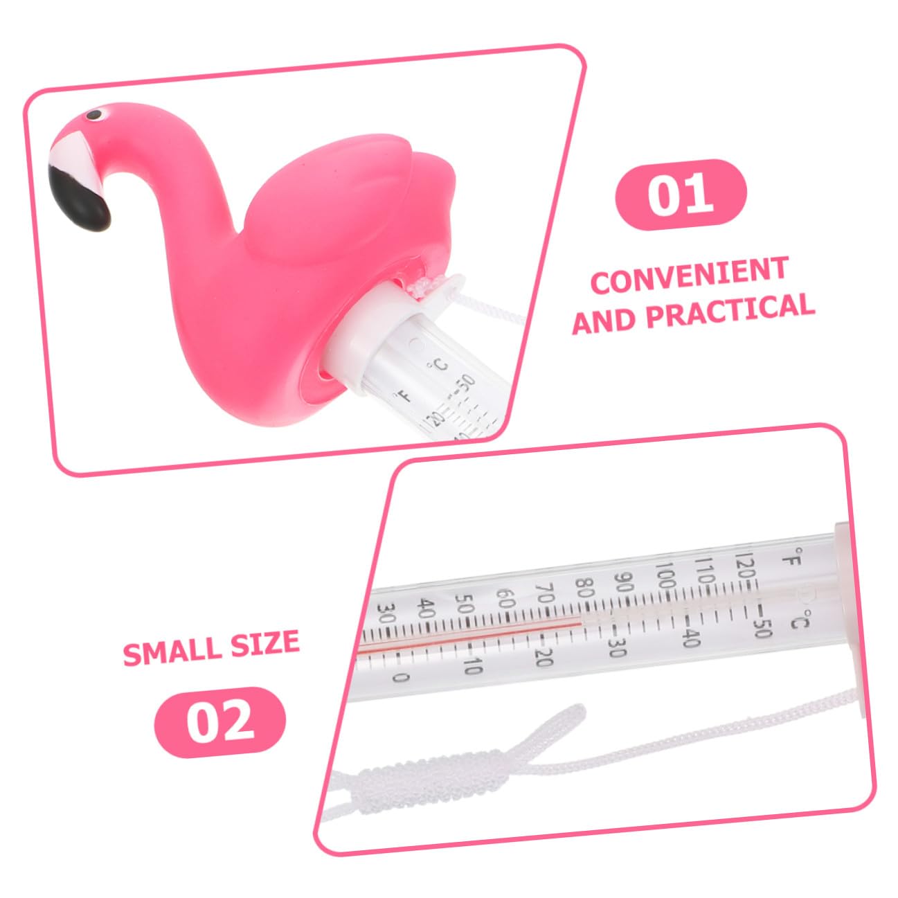 HOMSFOU 2pcs Floating Pool Thermometer with Flamingo Design, Large Easy-Read Spa and Hot Tub Water Thermometer for Indoor Outdoor Use