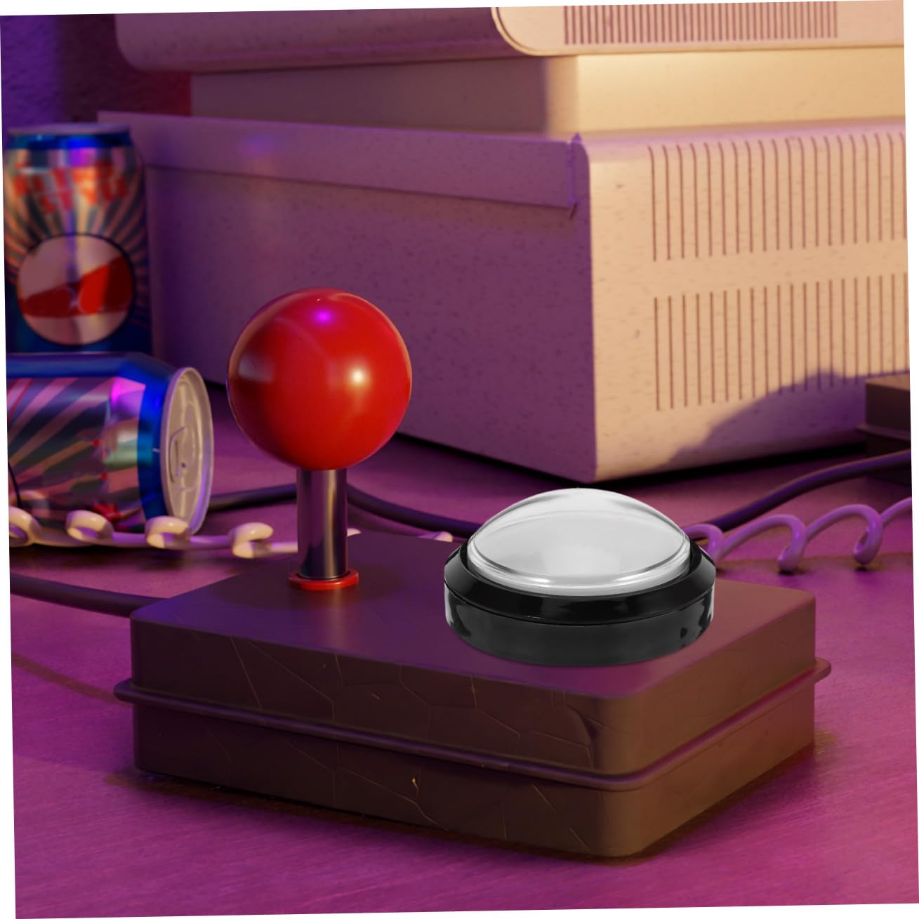 ifundom Pulsante Gioco Arcade Rotondo Grande Luce, Bianco ABS | Interruttore a Pulsante Convesso, Auto-reset, Metallo, per Competizione e Uso Domestico Fai-da-te
