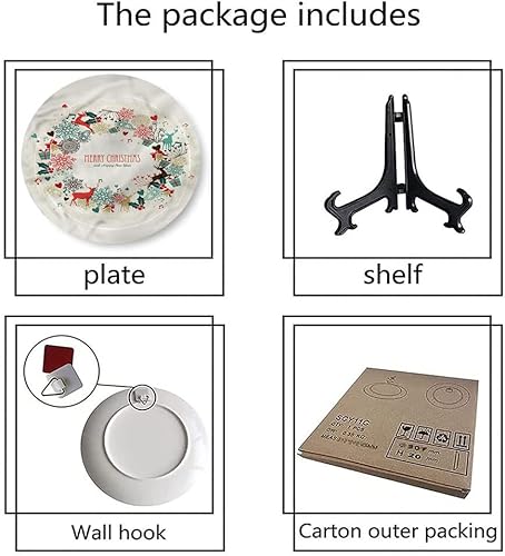 Miniatura 6 de LIGUTARS Platos decorativos, adorno de impresión navideña, guirnalda vintage, 8 pulgadas, decoración de pared de cocina, multicolor
