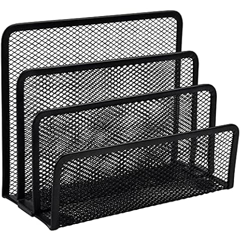 Mesh Letter Sorter, Vertical Metal Mesh Desk Organiser with 3 Compartments, Mail Document Desk Tray Desktop File Paper Rack Organizer Holder Black Desk Letter Rack for Home &Office Use Cover
