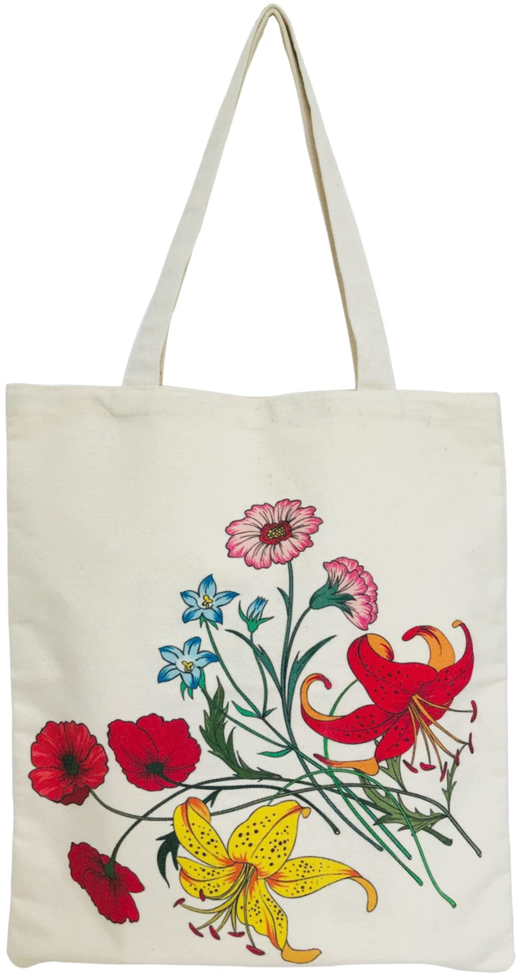XINGNIAO Canvas Floral Botanical Tote Bag for Women Teacher, Reusable Grocery Bags, Cute Cat Tote Bags Aesthetic for Shopping