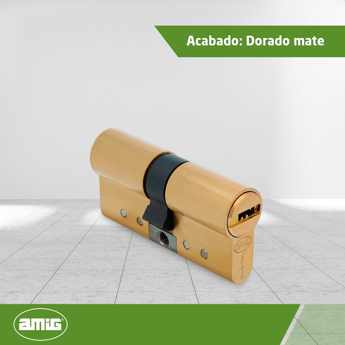 Amig – Cilindro de Seguridad Europeo 62 mm (31/31) en Latón Mate – Antitaladro y Antibumping – Para Puertas de Madera