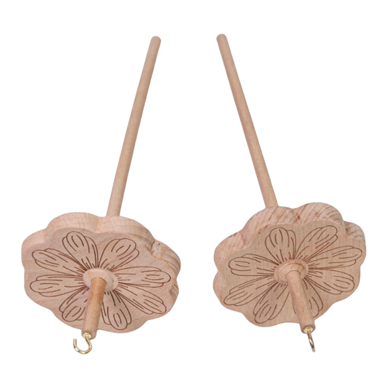 Tsophreniq 2Pcs Wood Spindle Top Whorl Yarn Spinner for Crocheting Wool Yarn Making Spindle