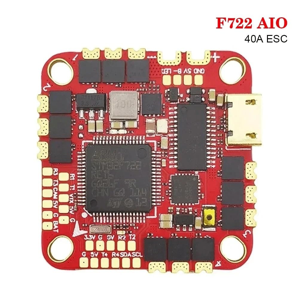 F722 AIO Controllore di volo BLHELI_S 40A 4in1 ESC 2-6S ICM42688 Sensore di corrente Dual USB BlackBox adatto for RC FPV Racing Drone