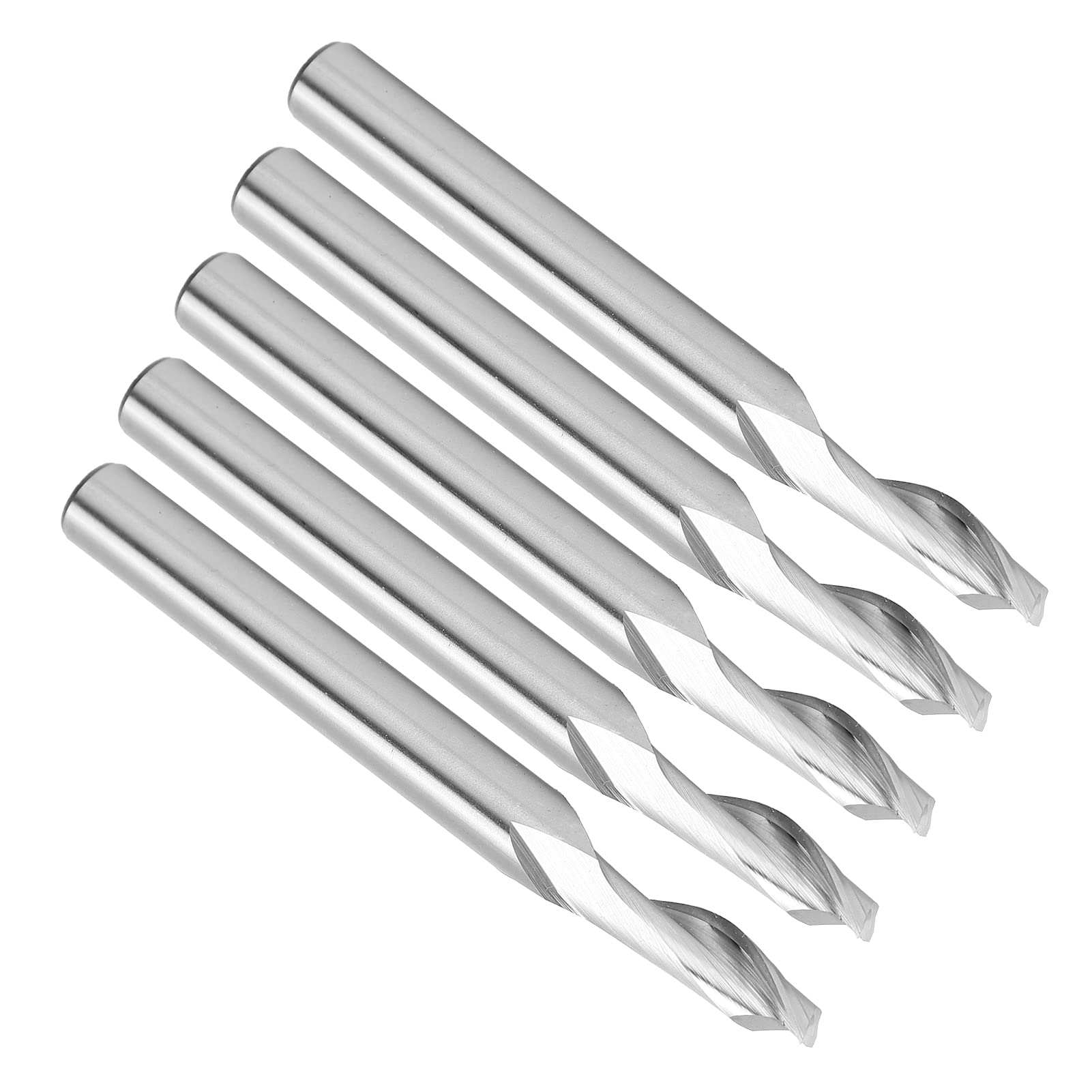 Fresa a spirale di alta precisione a scanalatura singola in HSS per fresatrici CNC per legno e metallo, incisione e taglio, qualità professionale, set da 5 pezzi 8x8x20x80m