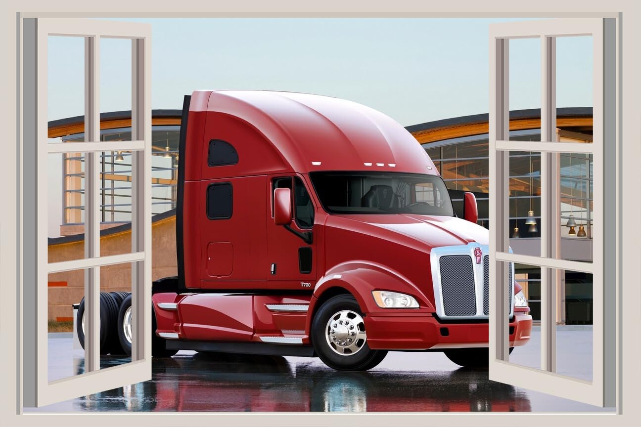 JVERF - JZZA15890 Kenworth Trucks | Self-Adhesive Open Window Wall Sticker
