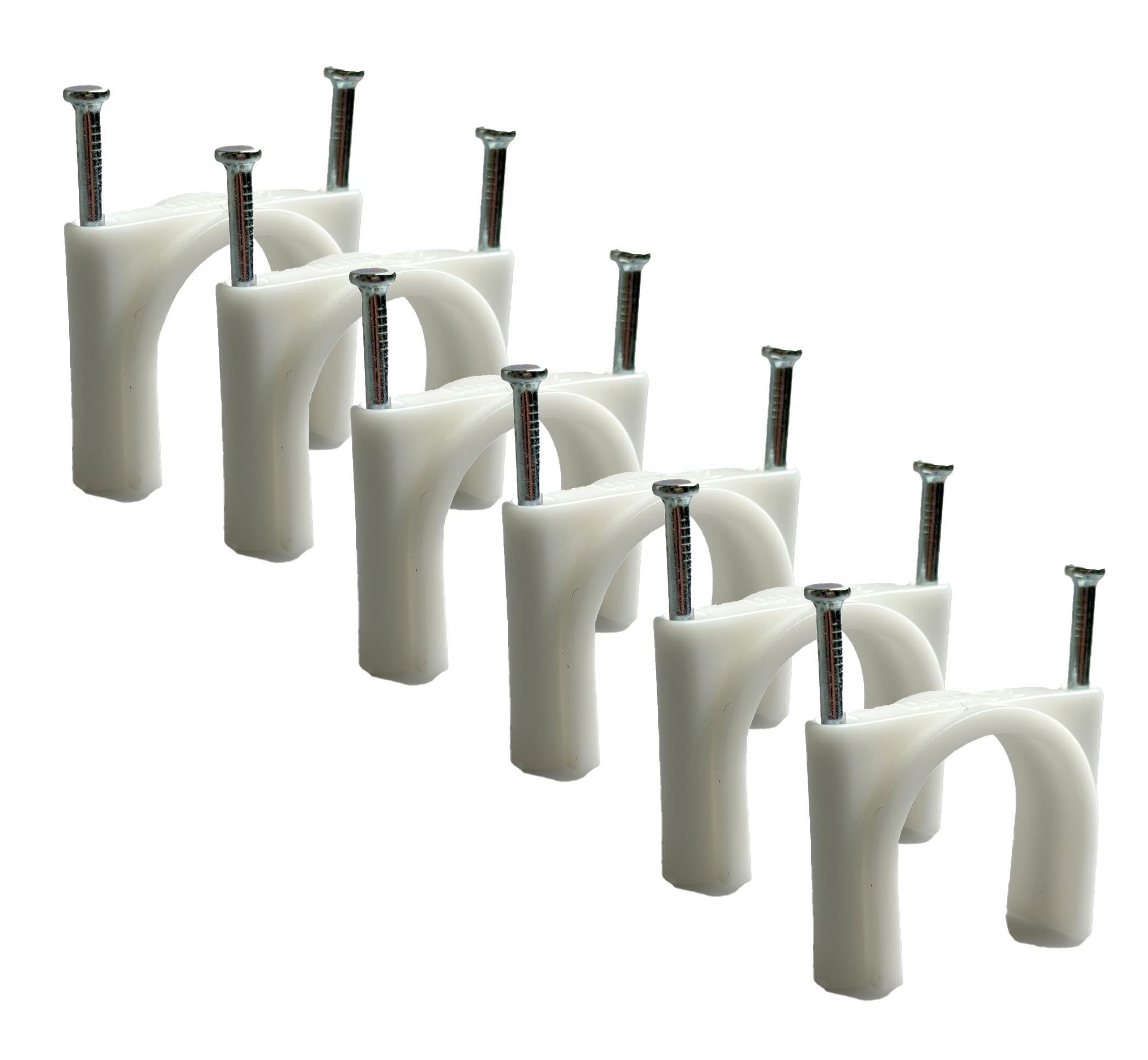 White Round Cable Clips with Fixing Nail K-Type 50pcs (35mm) - Image 4