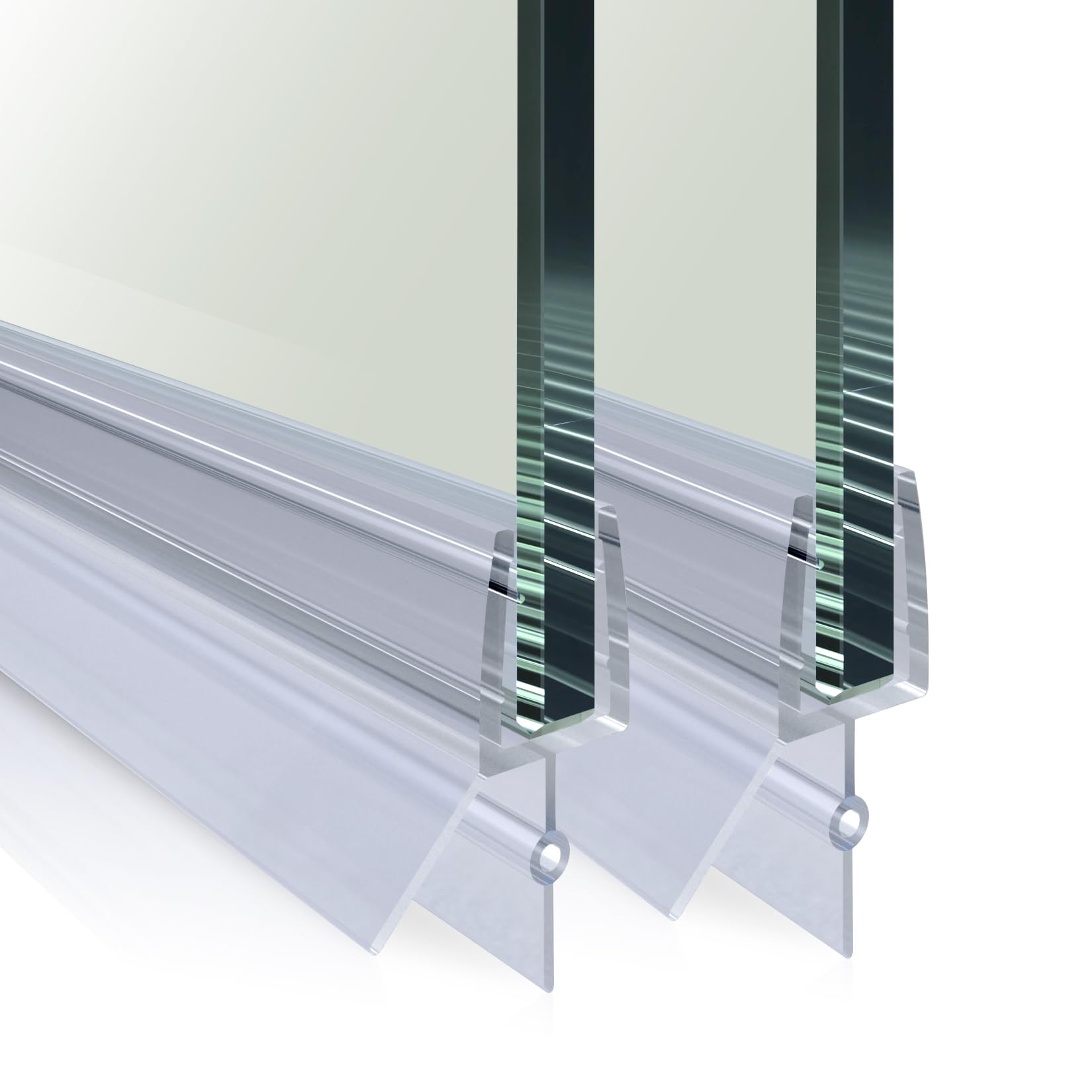 CKB Shower Door Bottom Seal Frameless?1/4"(6mm) Thick Frameles Glass Door Sweep Strips Stop Shower Leaks with Drip Rail Length 36"(900mm)?Glass Door Seal Strip 2 Pack