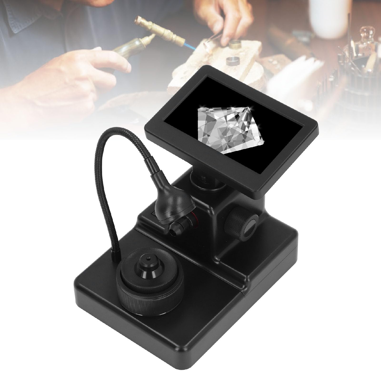 Eujgoov Microscopio Digital, Lupa de Inspección de Joyas ABS con Aumento de 1000X, LCD de 4,3 Pulgadas, Resolución 1280x720, Visor Tipo C para Observación de la Piel de Plantas de Joyería