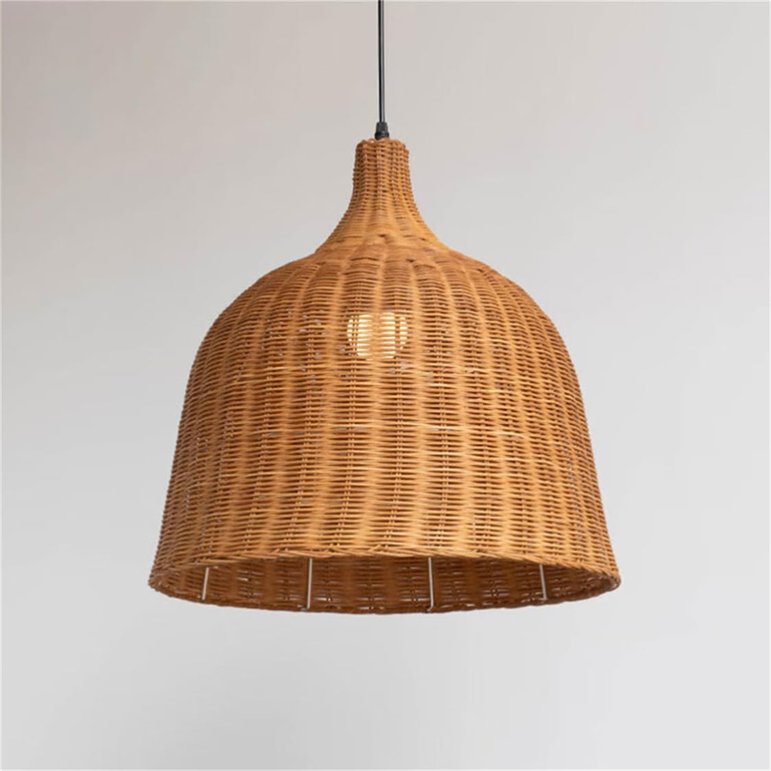 CSSYKV Southeast Asia Style Brown Rattan Lamp Shade Modern Rustic Chandelier Weaving Lantern Wicker Basket Hanging Ceiling Light Fixture for Dining Table Kitchen Island Master Bedroom