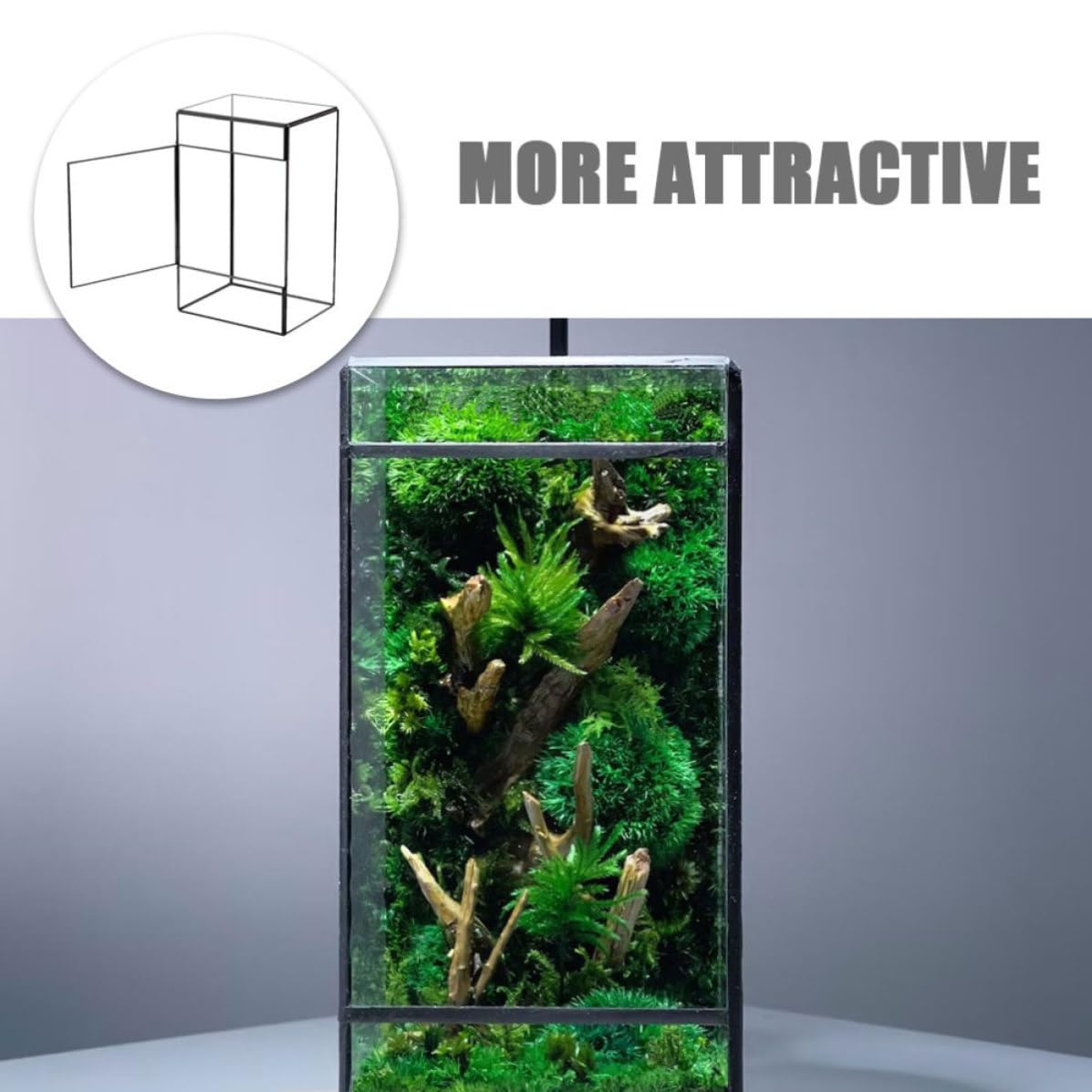 Terrario de Vidrio Geométrico Negro para Plantas, Mesa Decorativa | Caja Vacía para Paisaje Diy, Estructura de Vidrio y Estaño, Estilo Simple y Artístico