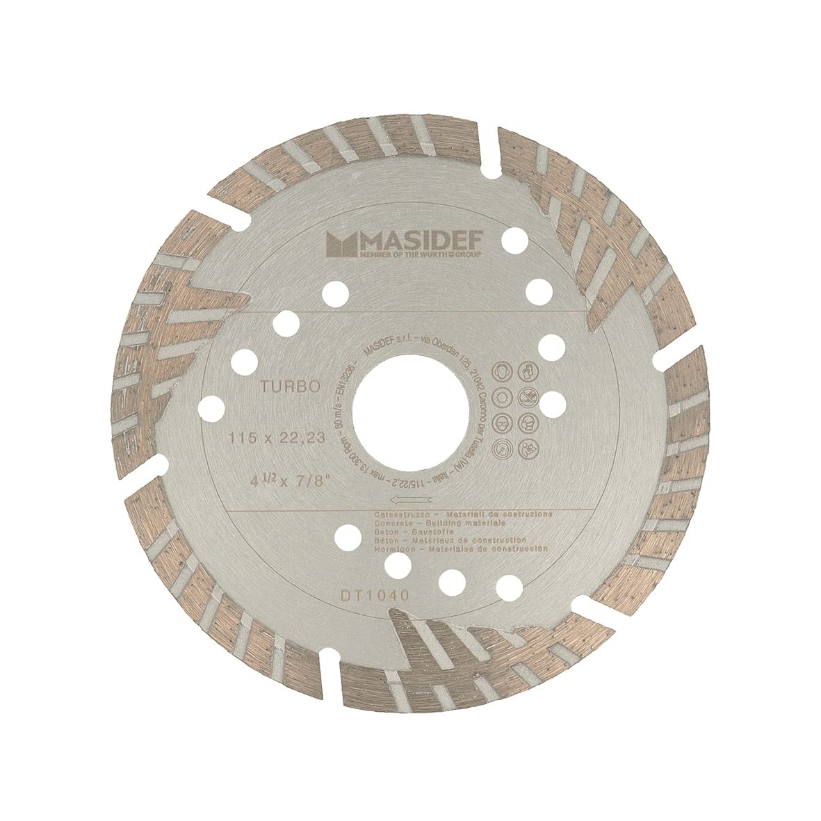 Disco Diamantato Professionale, Misura Ø 115 x 2,7 mm TURBO, Lama Scanalata, Confezione da 1 pezzo