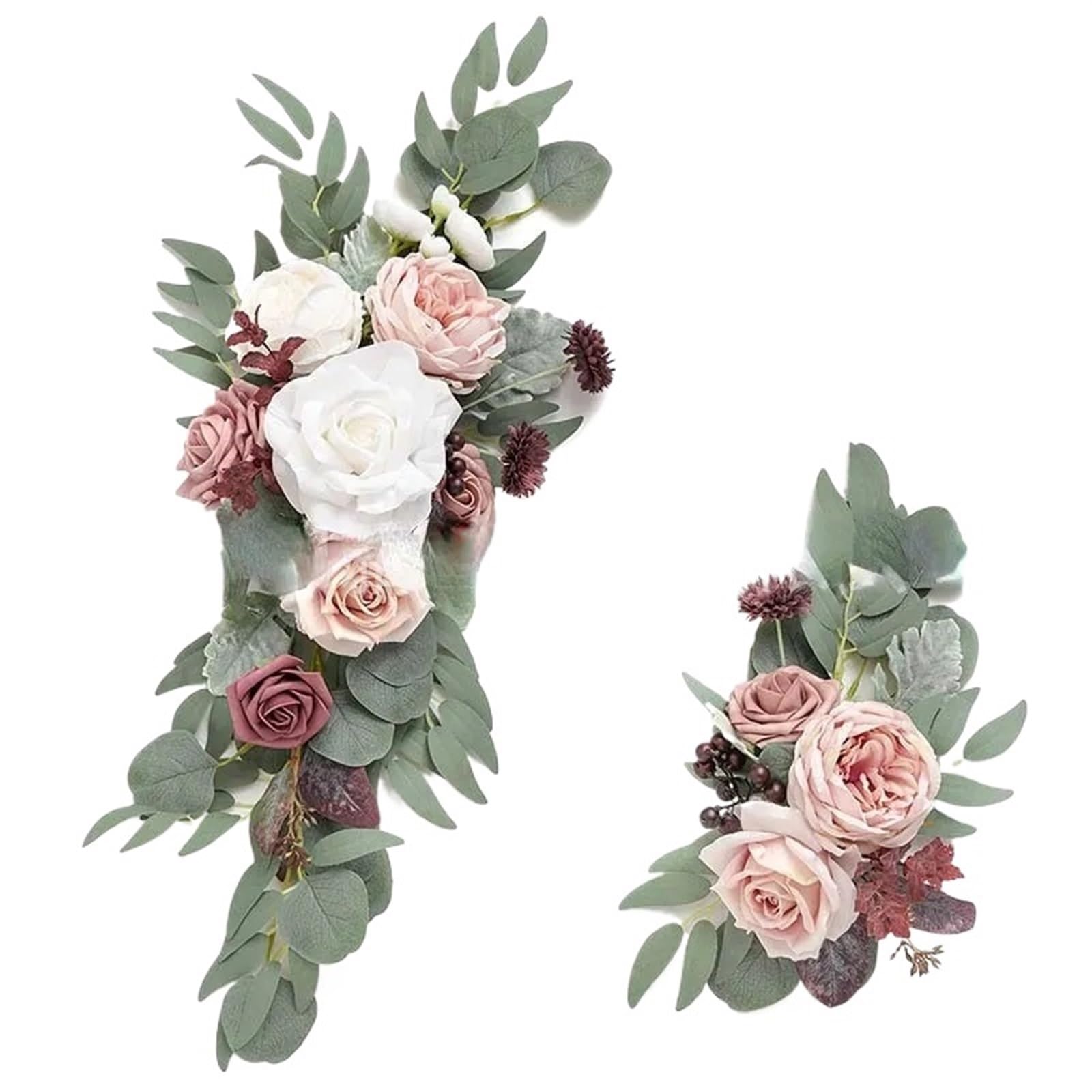 EKalgretrA Flower Arch 2pcs Artificial Wedding Arch Flowers Rose Party Garland Ceremony Flower Backdrop Decoration Fake(015)