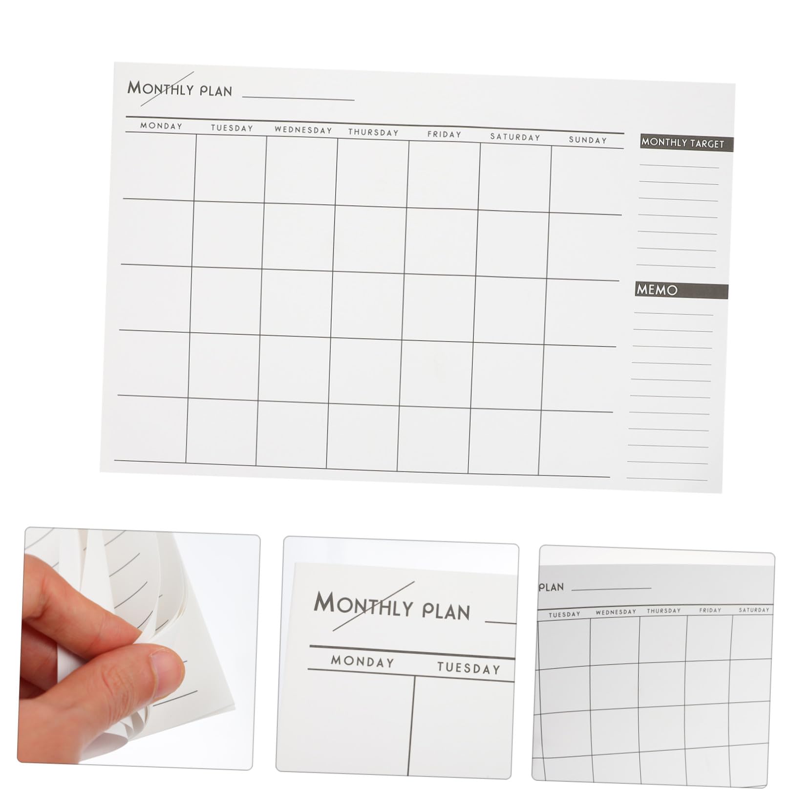 Angoily 2 Stck. Monatsplaner Notizblock Format Monatsübersicht Papierkalender Einfacher Tischkalender für Arbeit und Studium Tages und Monatsplaner für Erwachsene mit Spiralbindung