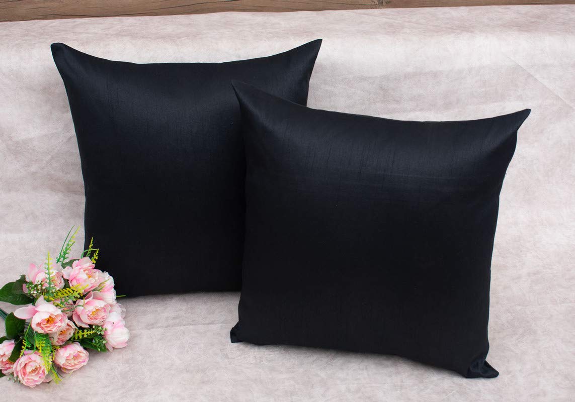 Royal DecoFurnishing Plain Solid Art Silk Superlative Black Cushion Covers (12x12 inches, 30x30 Cms, Black) - Pack of 2 (B07VT6JBSF) Amazon Price History, Amazon Price Tracker