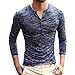 Homme T-Shirt Henley à Manche Longue Sport/Fitness/Casual Tee Shirt Col V Boutonné Tops Haut Slim Fit