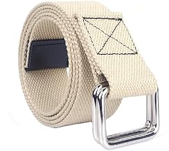 SEIWEI Woven Canvas Belt, Elastic Belt with Double Ring Buckle, Adjustable Belt for Men and Women